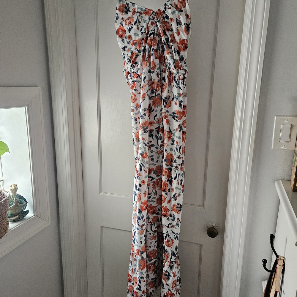 Amazon Floral Maxi Dress - Red and Blue